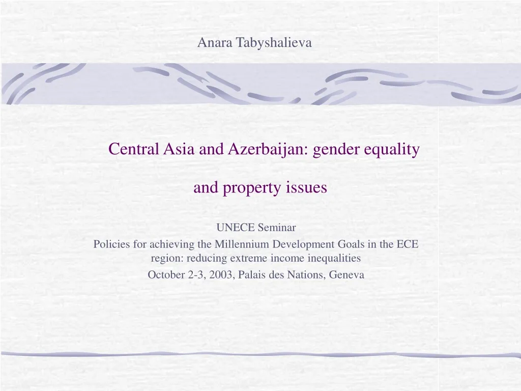 central asia and azerbaijan gender equality and property issues