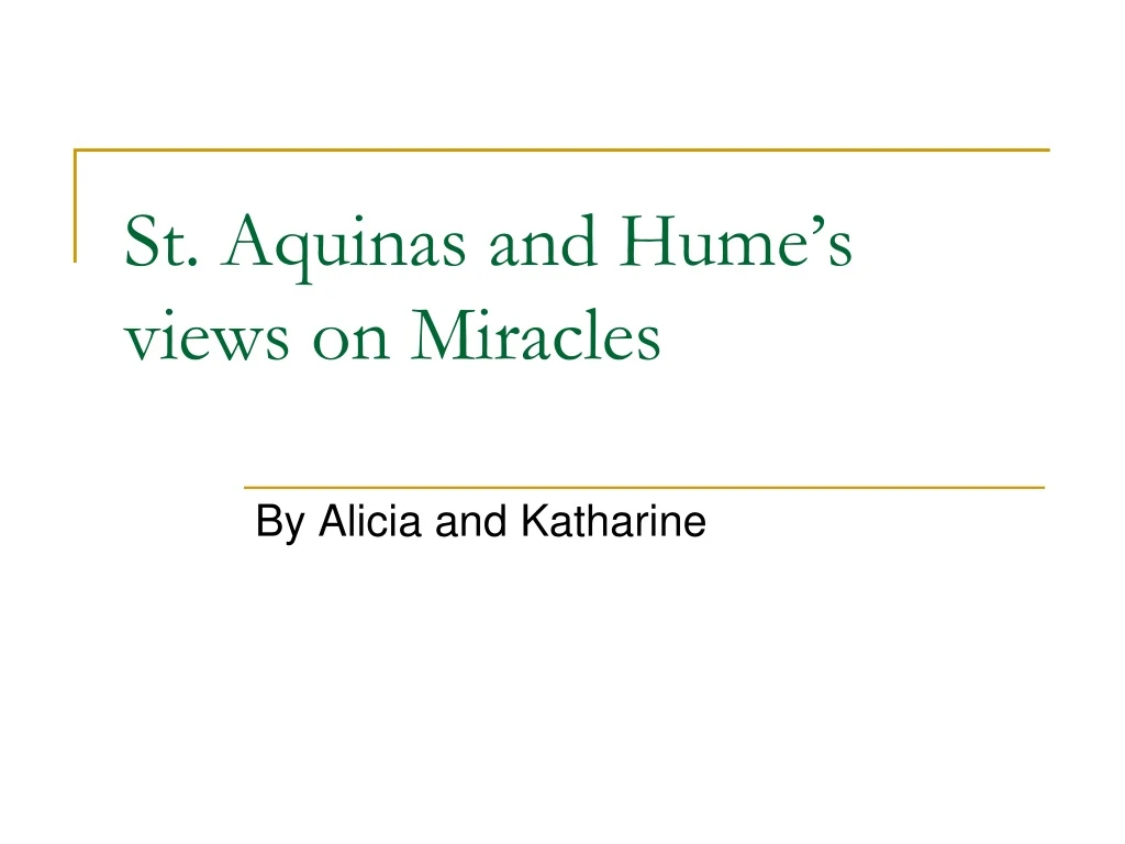st aquinas and hume s views on miracles
