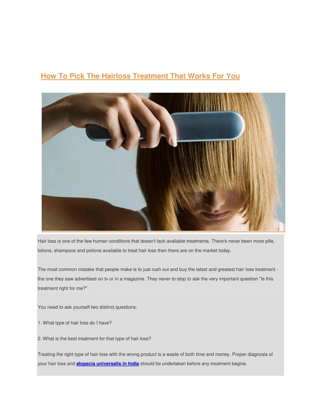how to pick the hairloss treatment that works