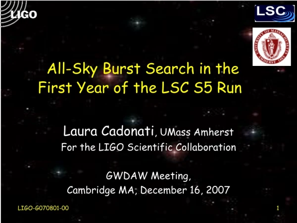 All-Sky Burst Search in the First Year of the LSC S5 Run