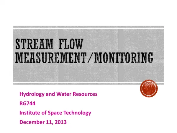 Stream Flow Measurement/Monitoring