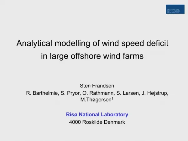 Analytical modelling of wind speed deficit in large offshore wind farms