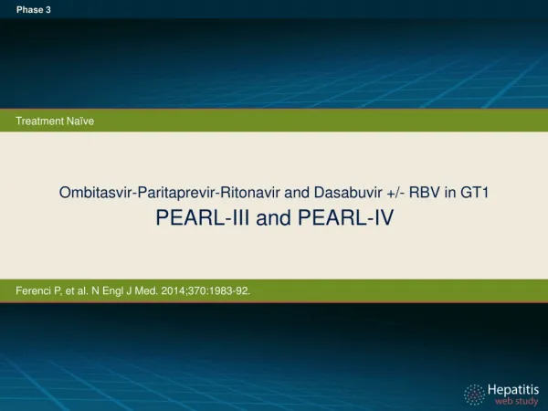 Ombitasvir- Paritaprevir - Ritonavir and Dasabuvir +/- RBV in GT1 PEARL-III and PEARL-IV