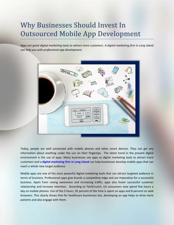 Why Businesses Should Invest In Outsourced Mobile App Development