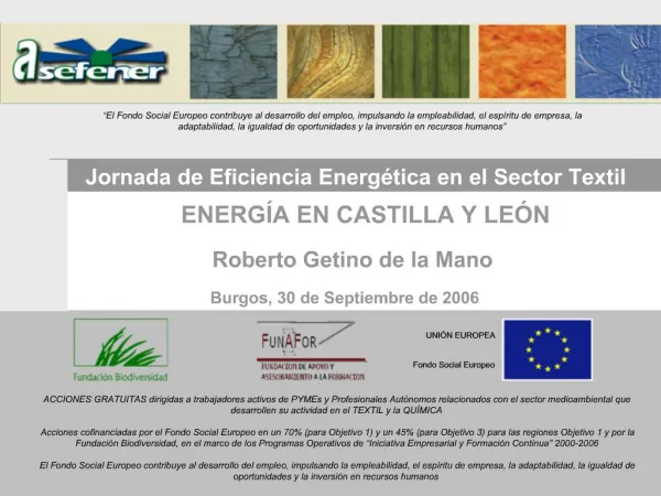 Jornada de Eficiencia Energ tica en el Sector Textil