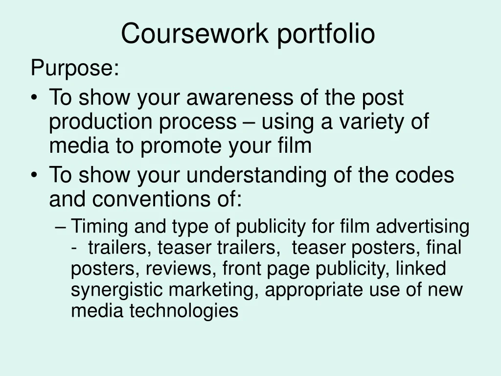 coursework portfolio
