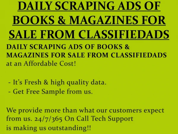 DAILY SCRAPING ADS OF BOOKS & MAGAZINES FOR SALE FROM CLASSIFIEDADS