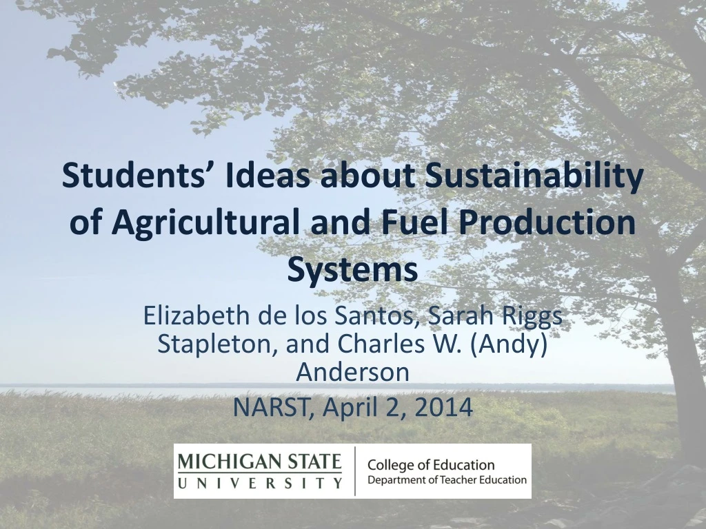 students ideas about sustainability of agricultural and fuel production systems