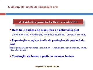 O desenvolvimento da linguagem oral - slide 1