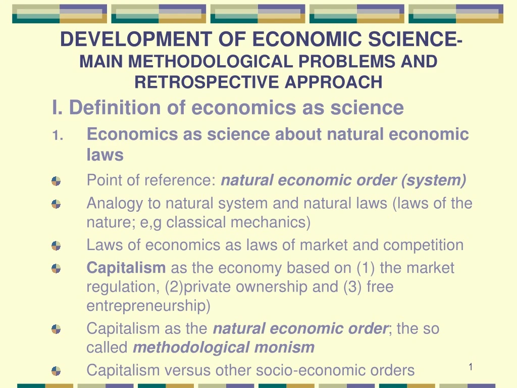 development of economic science main methodological problems and retrospective approach