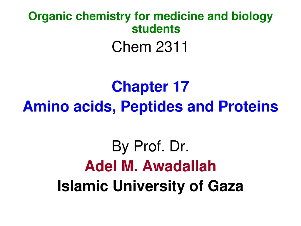 organic chemistry for medicine and biology