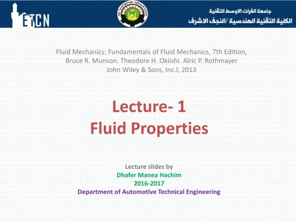 Lecture- 1 Fluid Properties