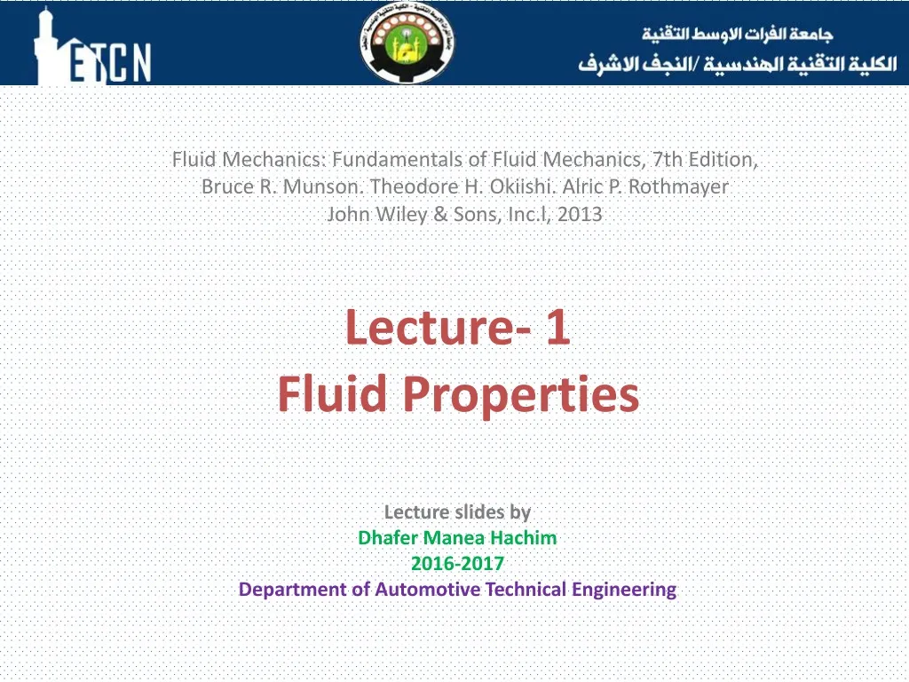 lecture 1 fluid properties