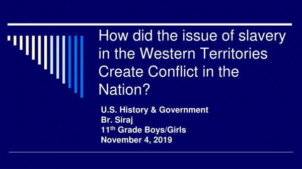 How did the issue of slavery in the Western Territories Create Conflict in the Nation?