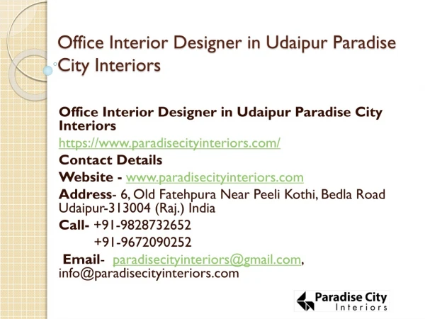 Office Interior Designer in Udaipur Paradise City Interiors