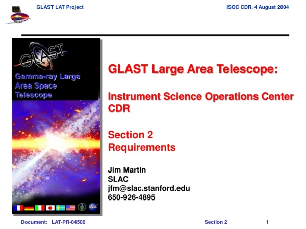 GLAST Large Area Telescope: Instrument Science Operations Center CDR Section 2 Requirements