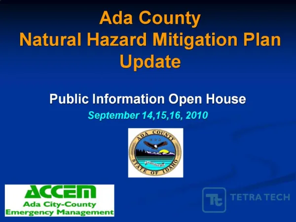 Ada County Natural Hazard Mitigation Plan Update