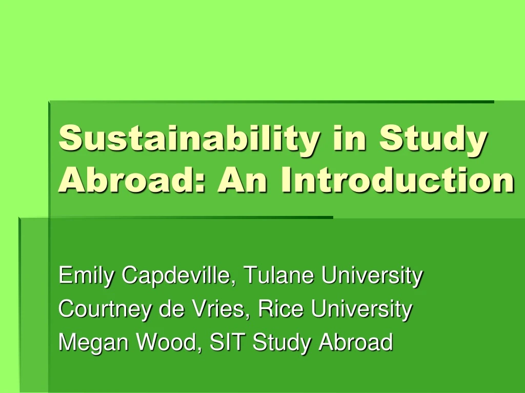 sustainability in study abroad an introduction