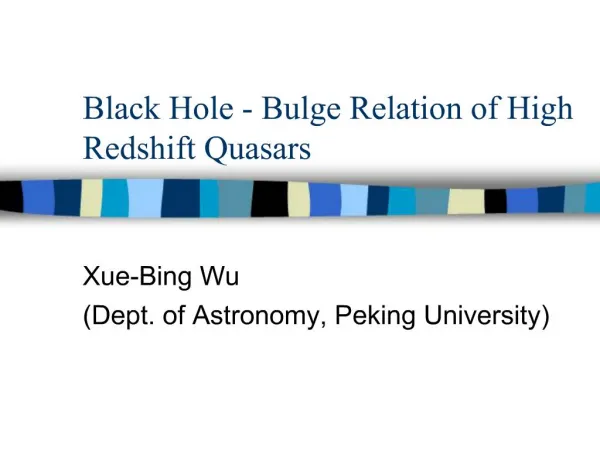Black Hole - Bulge Relation of High Redshift Quasars