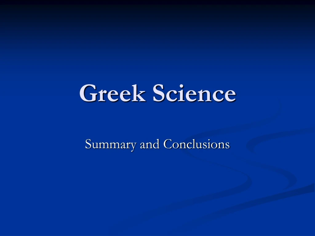 greek science