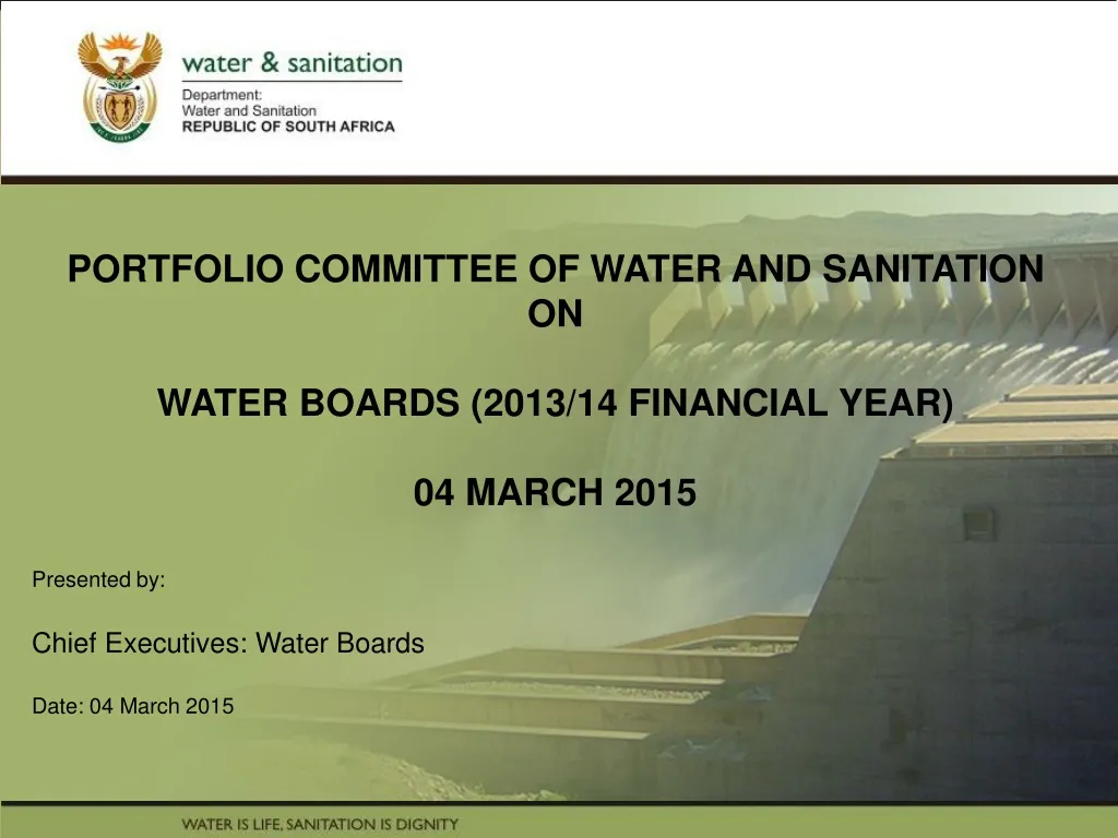 portfolio committee of water and sanitation