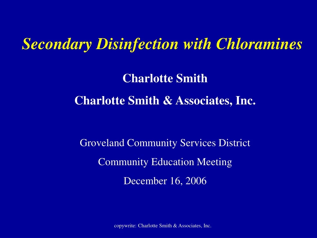 secondary disinfection with chloramines