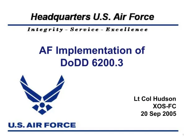 AF Implementation of DoDD 6200.3