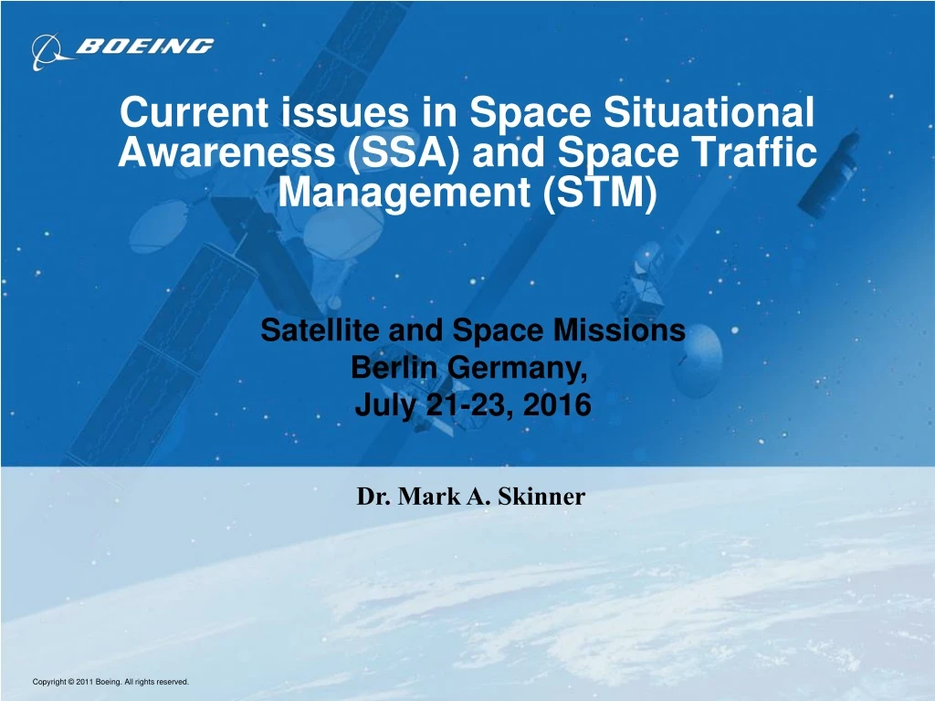 current issues in space situational awareness ssa and space traffic management stm