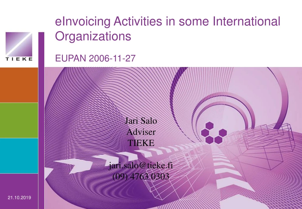 einvoicing activities in some international organizations eupan 2006 11 27