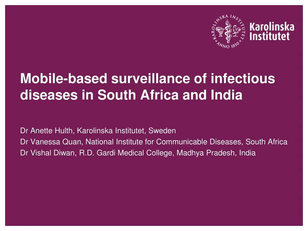 mobile based surveillance of infectious diseases in south africa and india