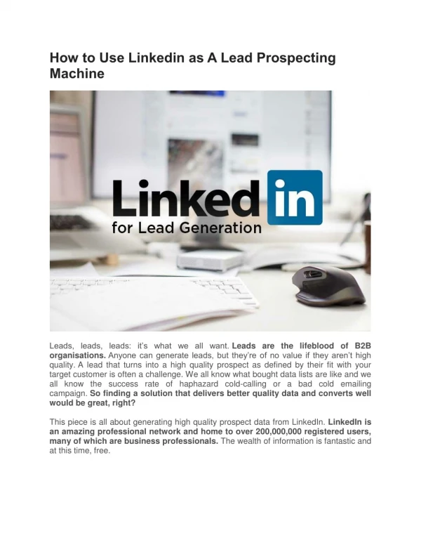 How to Use Linkedin as A Lead Prospecting Machine