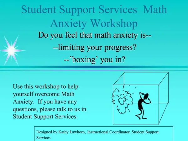 Student Support Services Math Anxiety Workshop