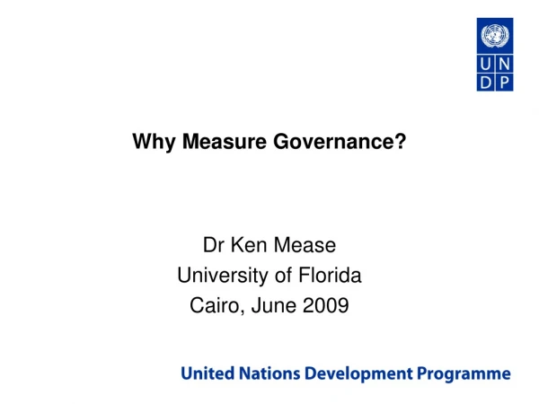 Why Measure Governance?