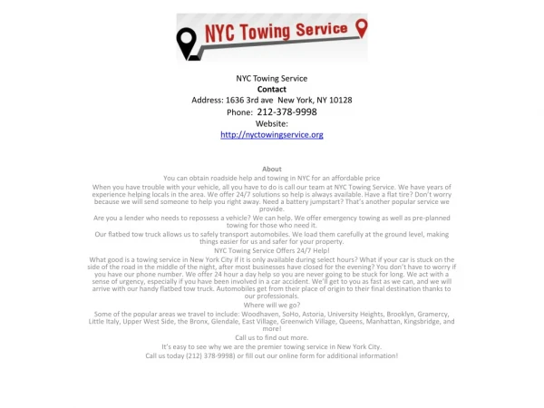 NYC Towing Service