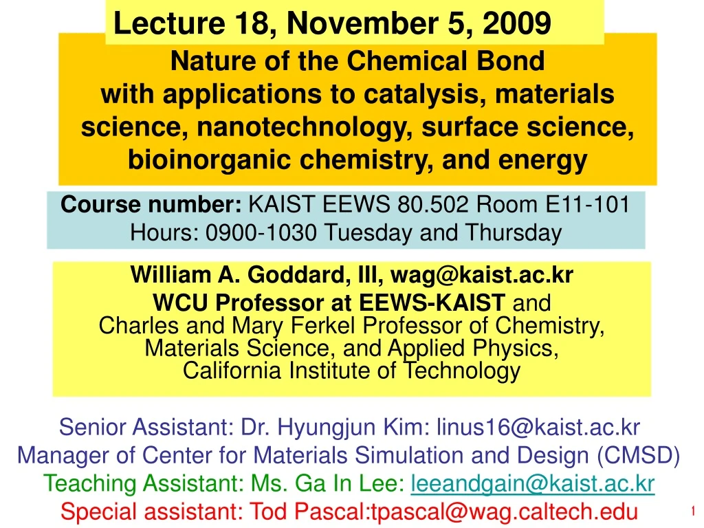 lecture 18 november 5 2009