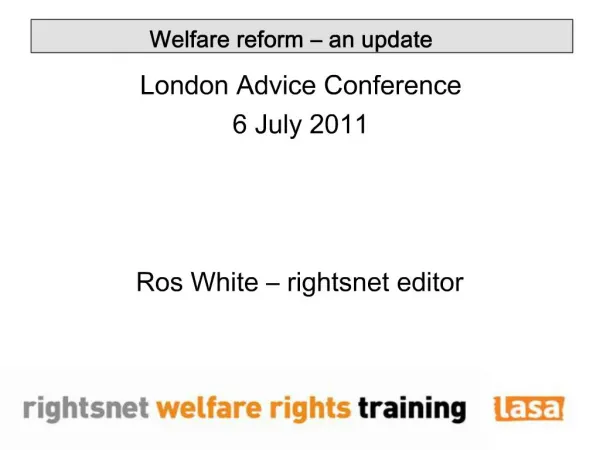 Welfare reform an update
