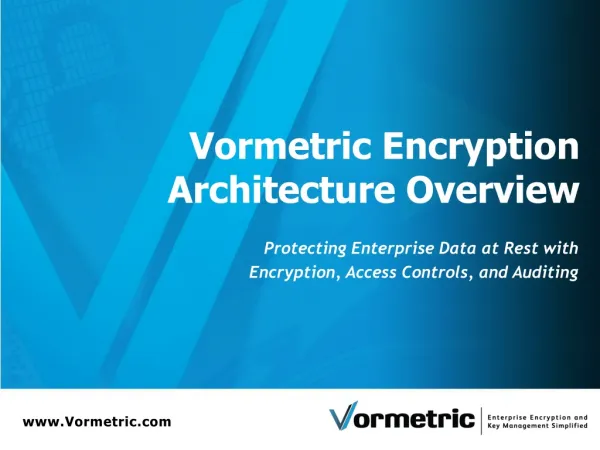 Vormetric Encryption Architecture Overview