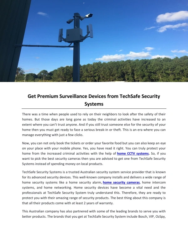 Get Premium Surveillance Devices from TechSafe Security Systems