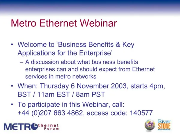 Metro Ethernet Webinar