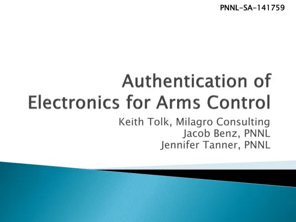 Authentication of Electronics for Arms Control