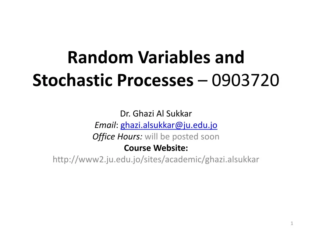 random variables and stochastic processes 0903720
