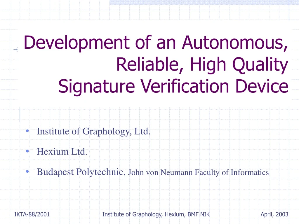 development of a n autonomous reliable high