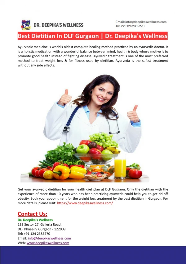 Best Dietitian in DLF Gurgaon