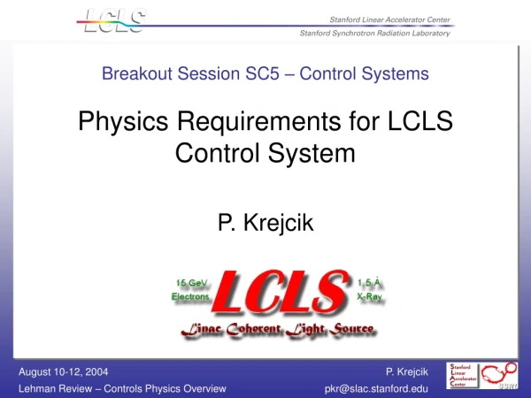 Breakout Session SC5 – Control Systems