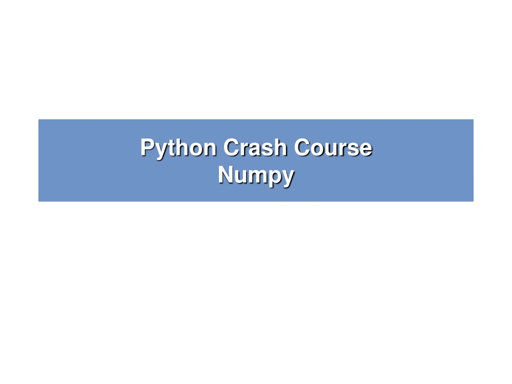 python crash course numpy