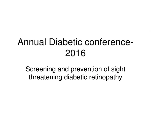 Annual Diabetic conference-2016