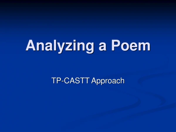 Analyzing a Poem