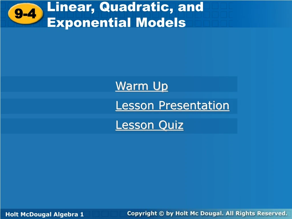 linear quadratic and exponential models