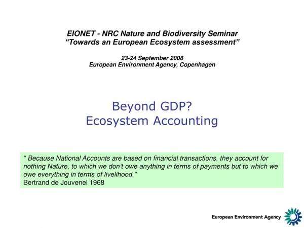 Beyond GDP? Ecosystem Accounting