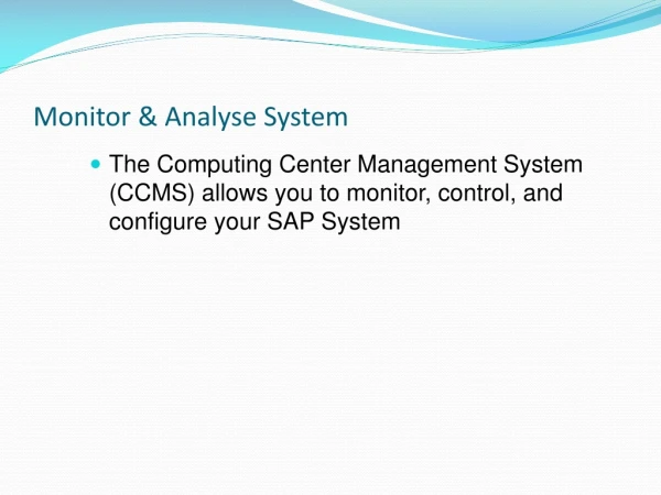Monitor &amp; Analyse System